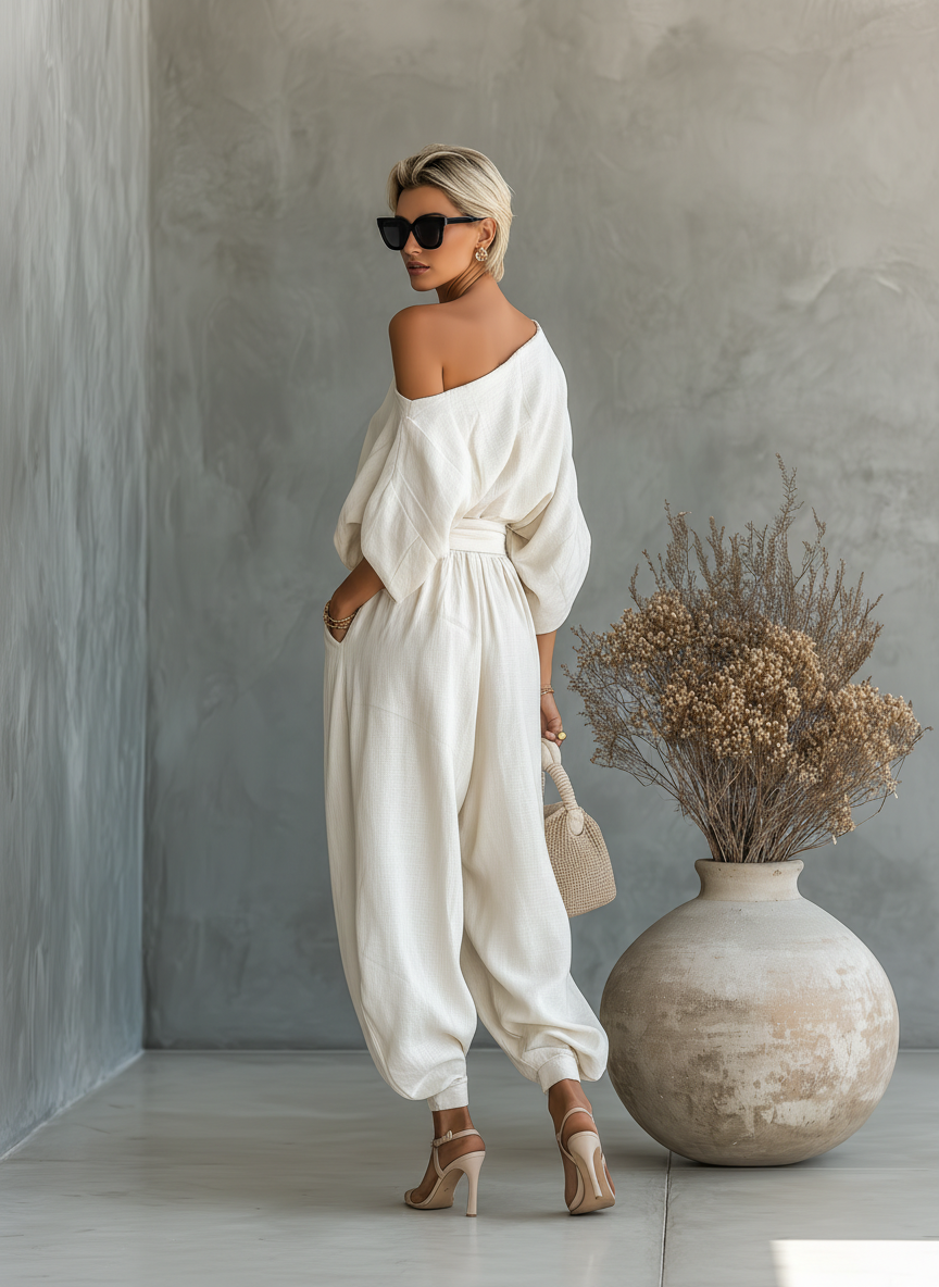 Lisa | Off-Shoulder Top and Tapered Pants Set