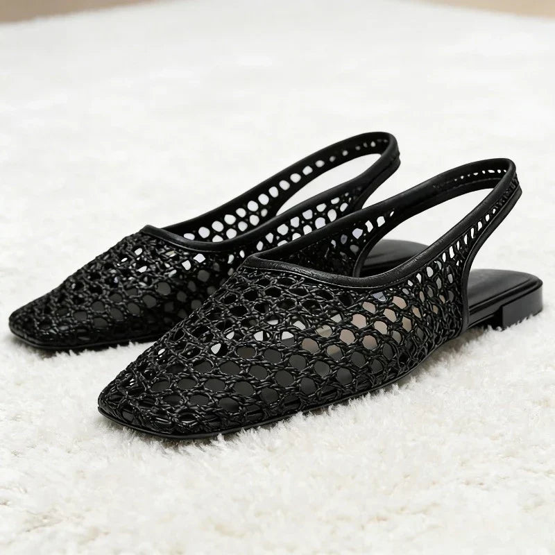 ALBIONA™ | Flat Mesh Sandals with Square Toe