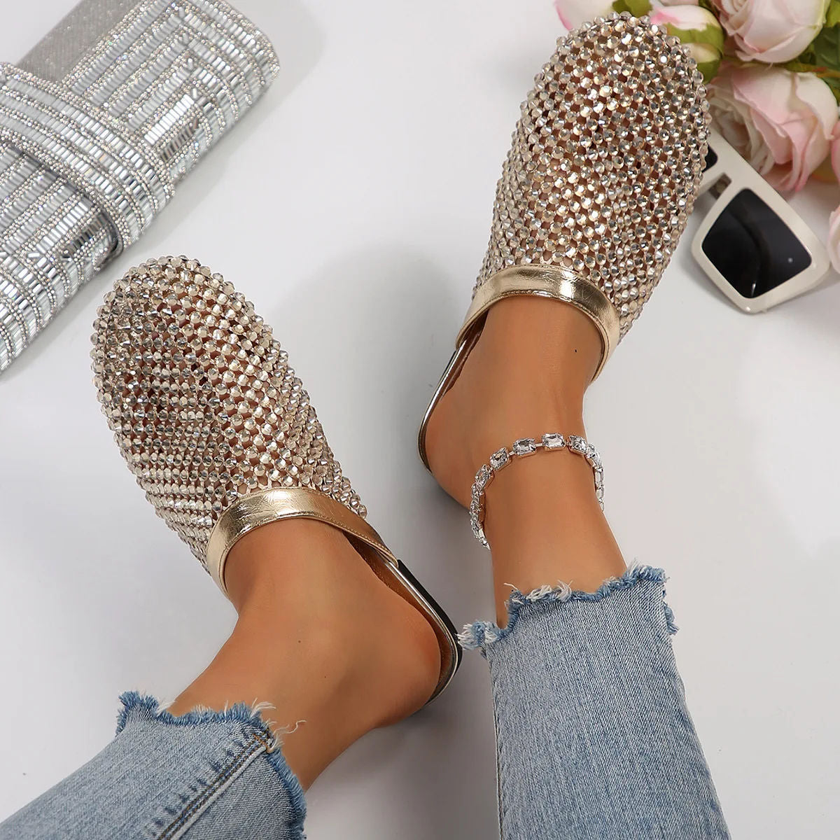 ROSENVALE™ | Embellished Flat Sandals with Round Toe