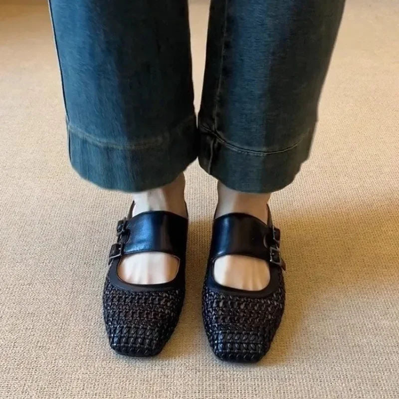 BELLAMONT™ | Woven Wedge Sandals with Square Toe