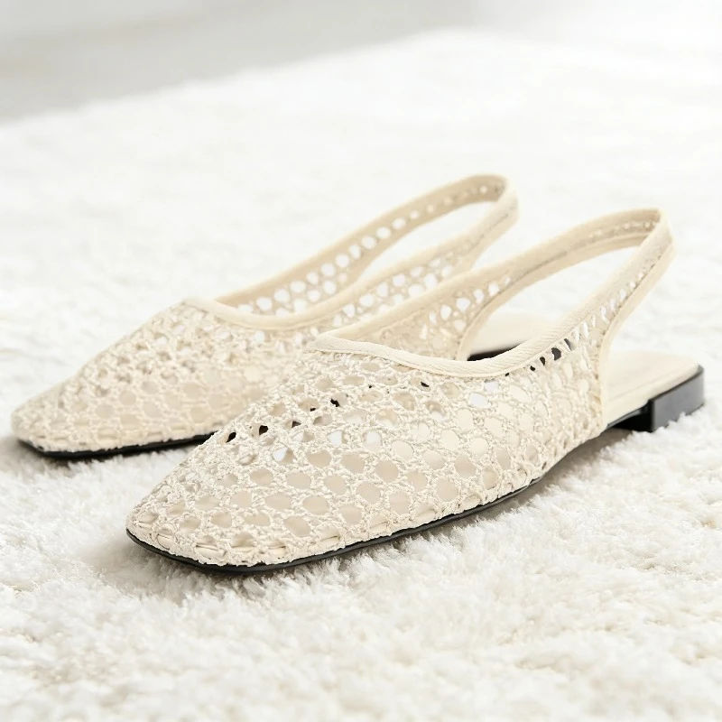 ALBIONA™ | Flat Mesh Sandals with Square Toe