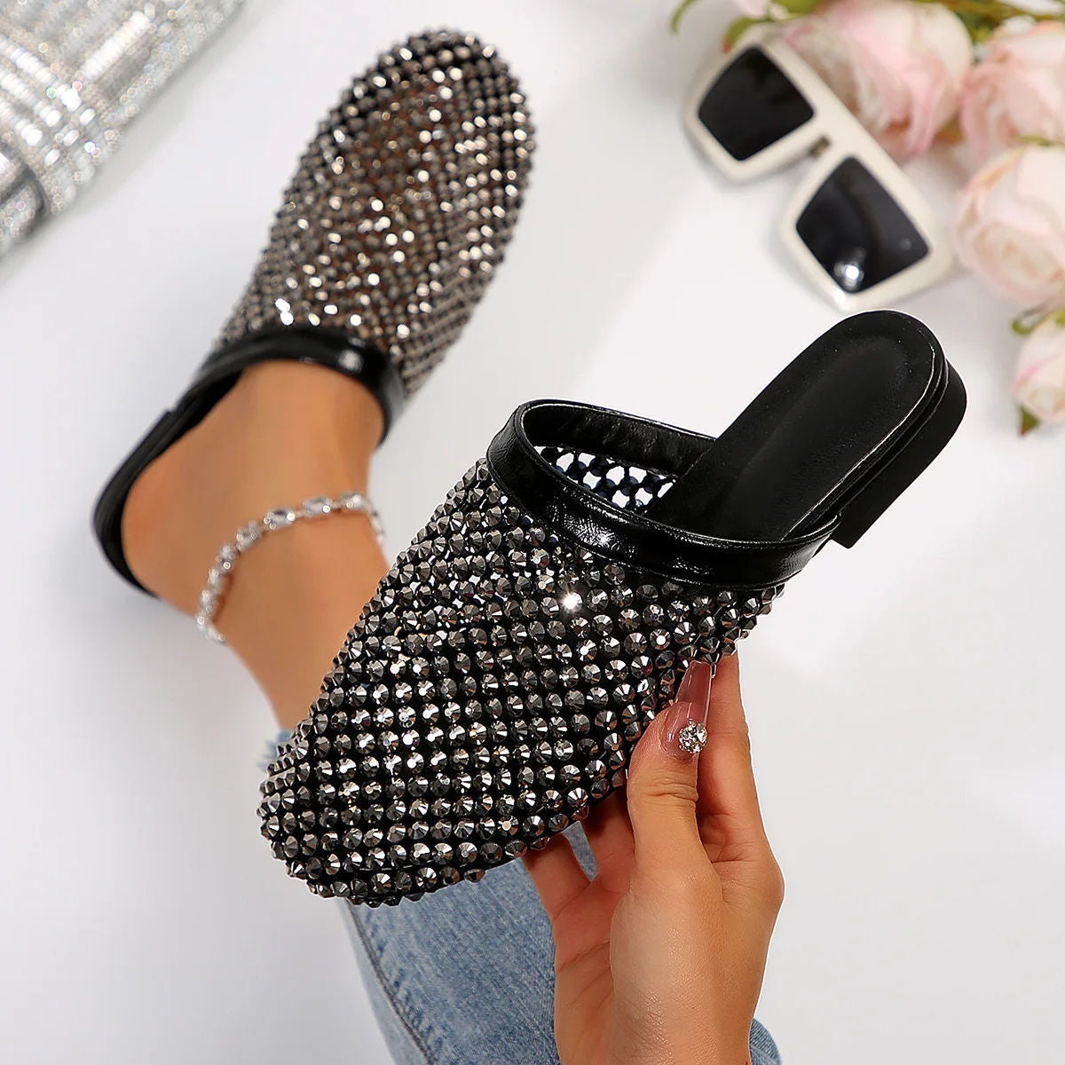 ROSENVALE™ | Embellished Flat Sandals with Round Toe