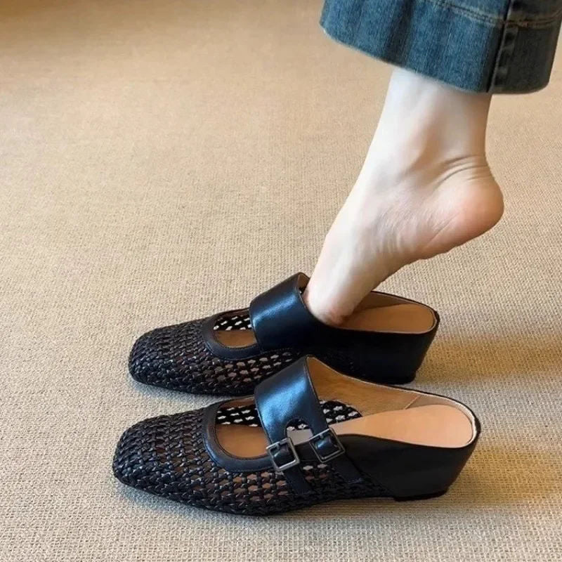 BELLAMONT™ | Woven Wedge Sandals with Square Toe
