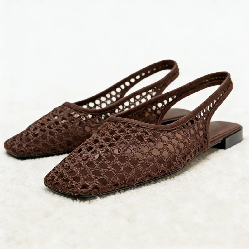 ALBIONA™ | Flat Mesh Sandals with Square Toe