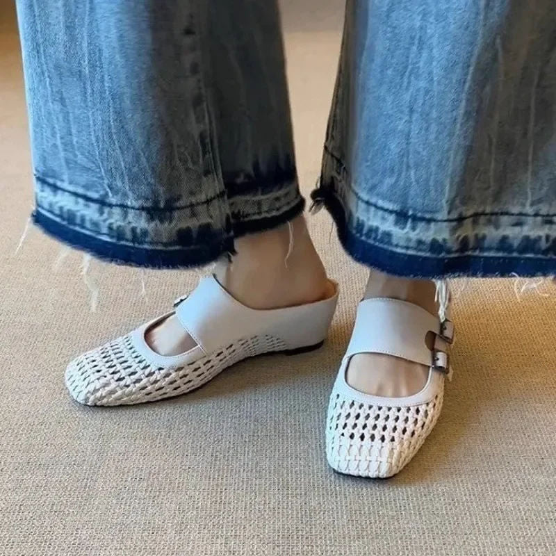 BELLAMONT™ | Woven Wedge Sandals with Square Toe