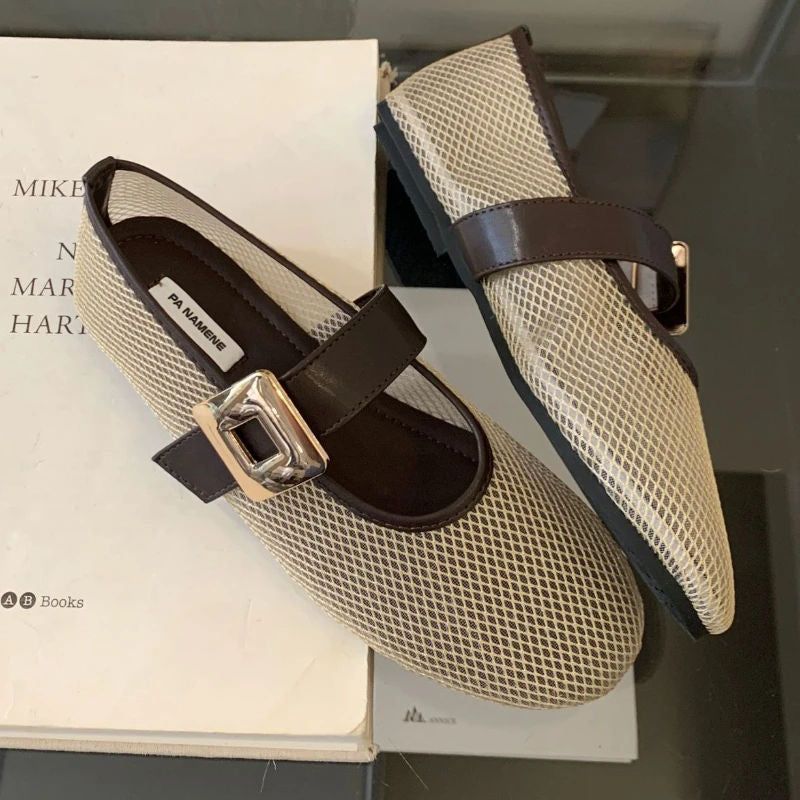 BELCOUR™ | Breathable Mesh Mary Jane Flats with Metal Buckle