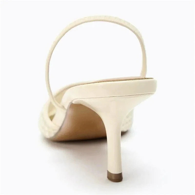 VENTORÉ™ | High Heel Beaded Mesh Sandals