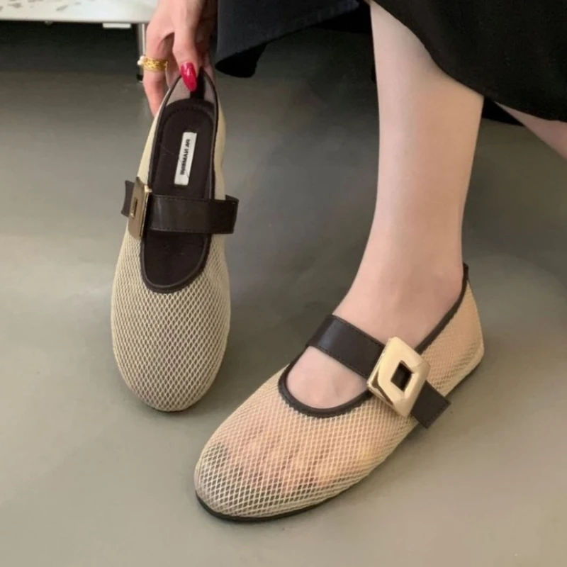 BELCOUR™ | Breathable Mesh Mary Jane Flats with Metal Buckle