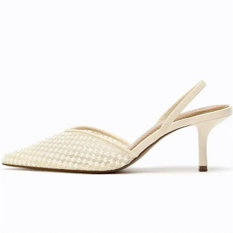 VENTORÉ™ | High Heel Beaded Mesh Sandals