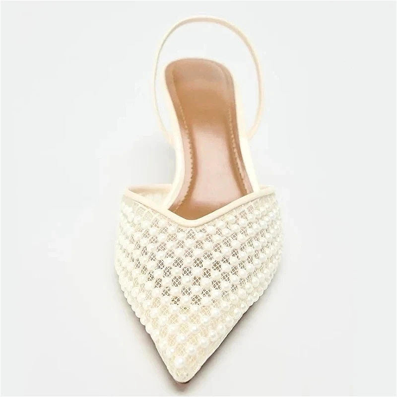 VENTORÉ™ | High Heel Beaded Mesh Sandals