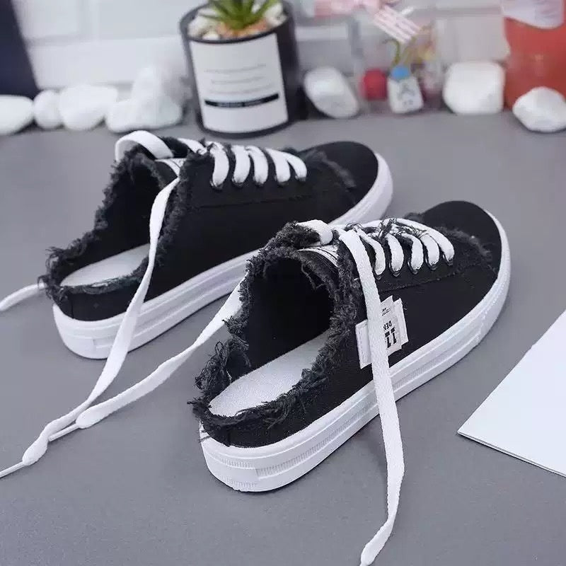 BREEZA™ | Women's Frayed Denim Mule Sneakers
