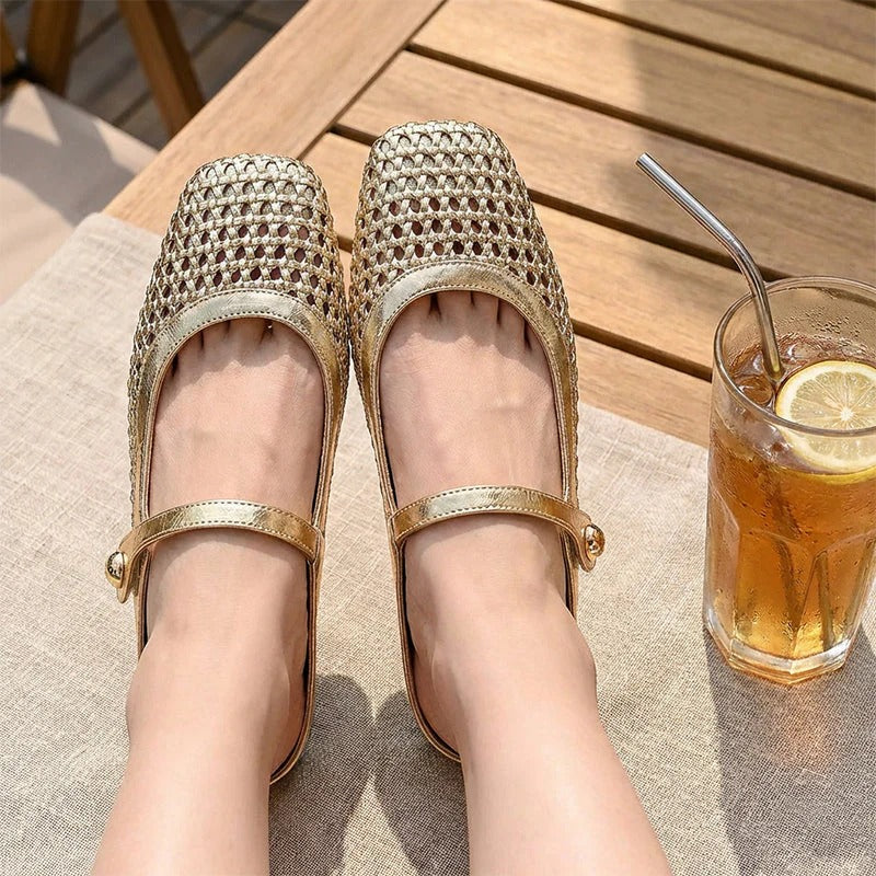 LUMIRA™ | Braided Woven Clogs with Square Toe
