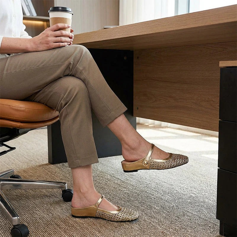LUMIRA™ | Braided Woven Clogs with Square Toe