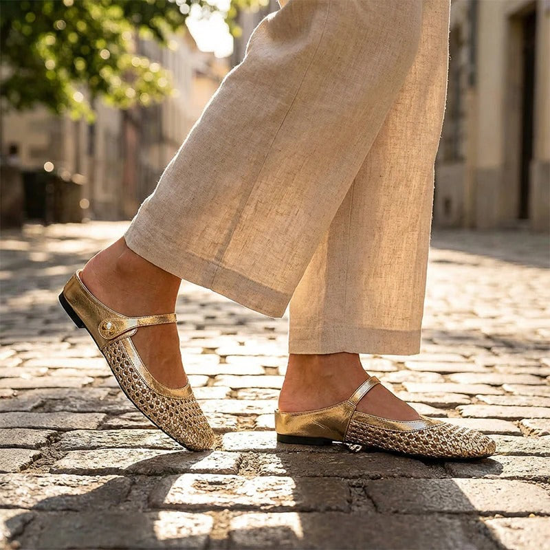 LUMIRA™ | Braided Woven Clogs with Square Toe