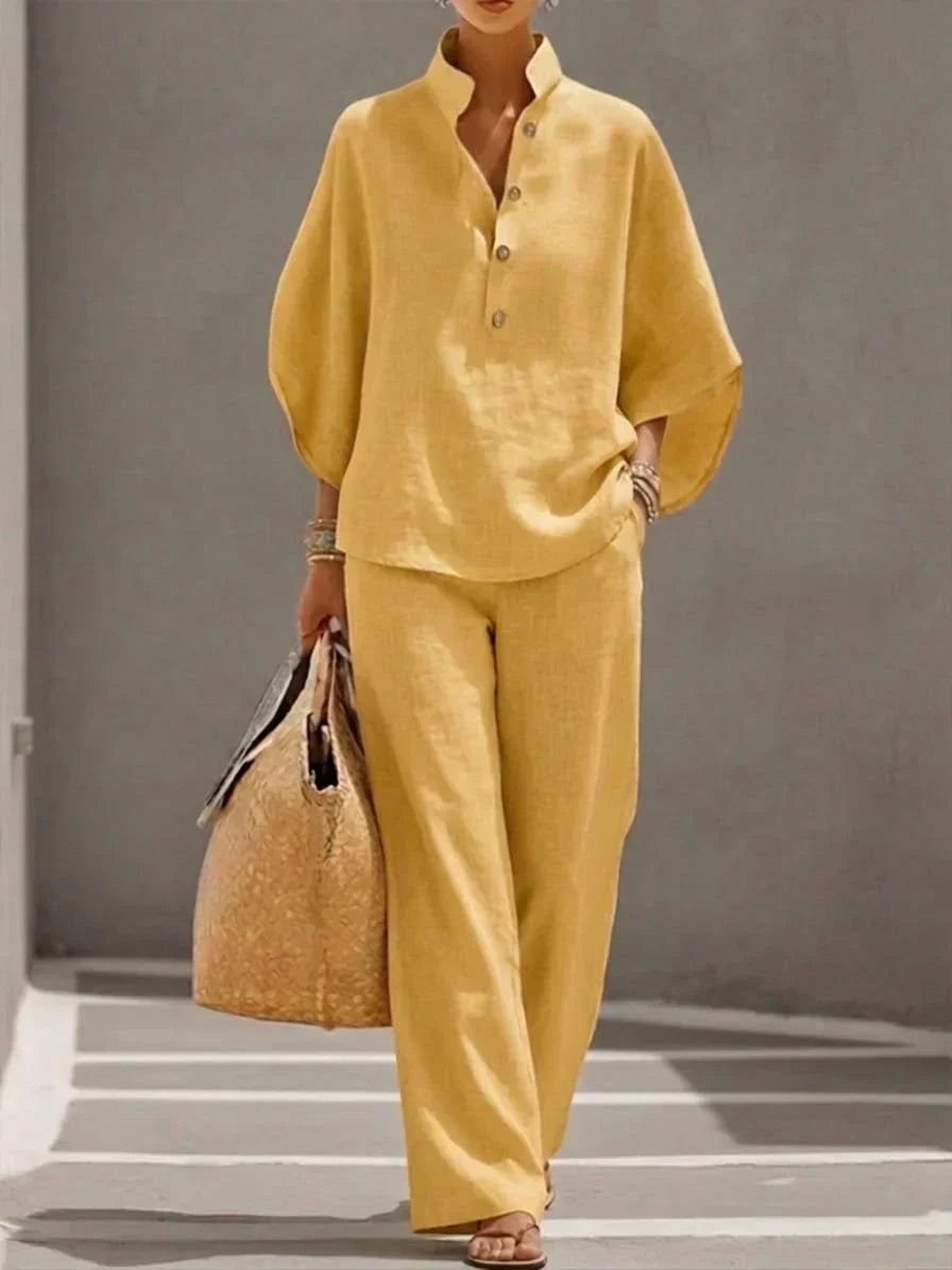 Maribel | Batwing Sleeve Top and Wide-Leg Pants Set