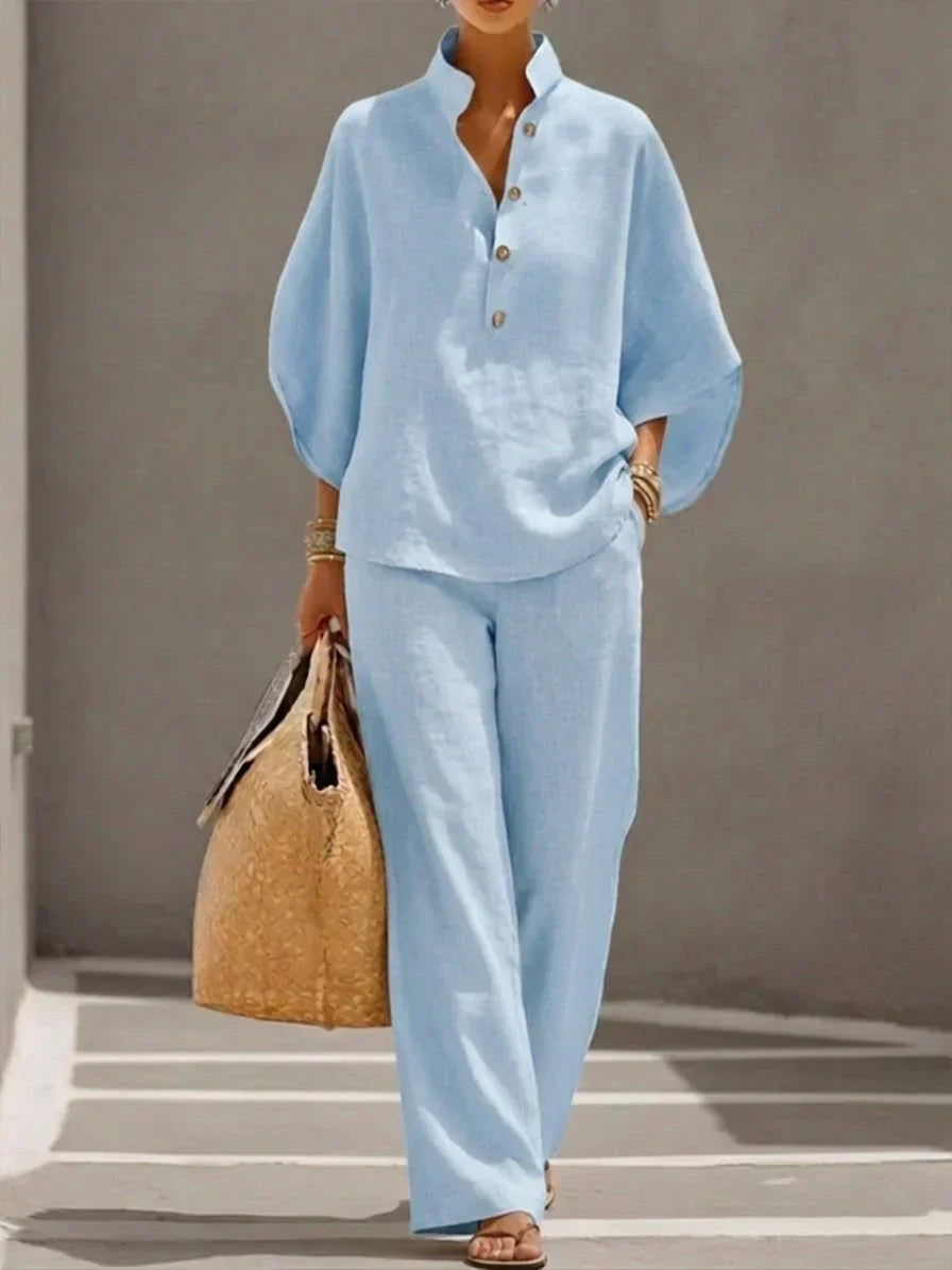 Maribel | Batwing Sleeve Top and Wide-Leg Pants Set