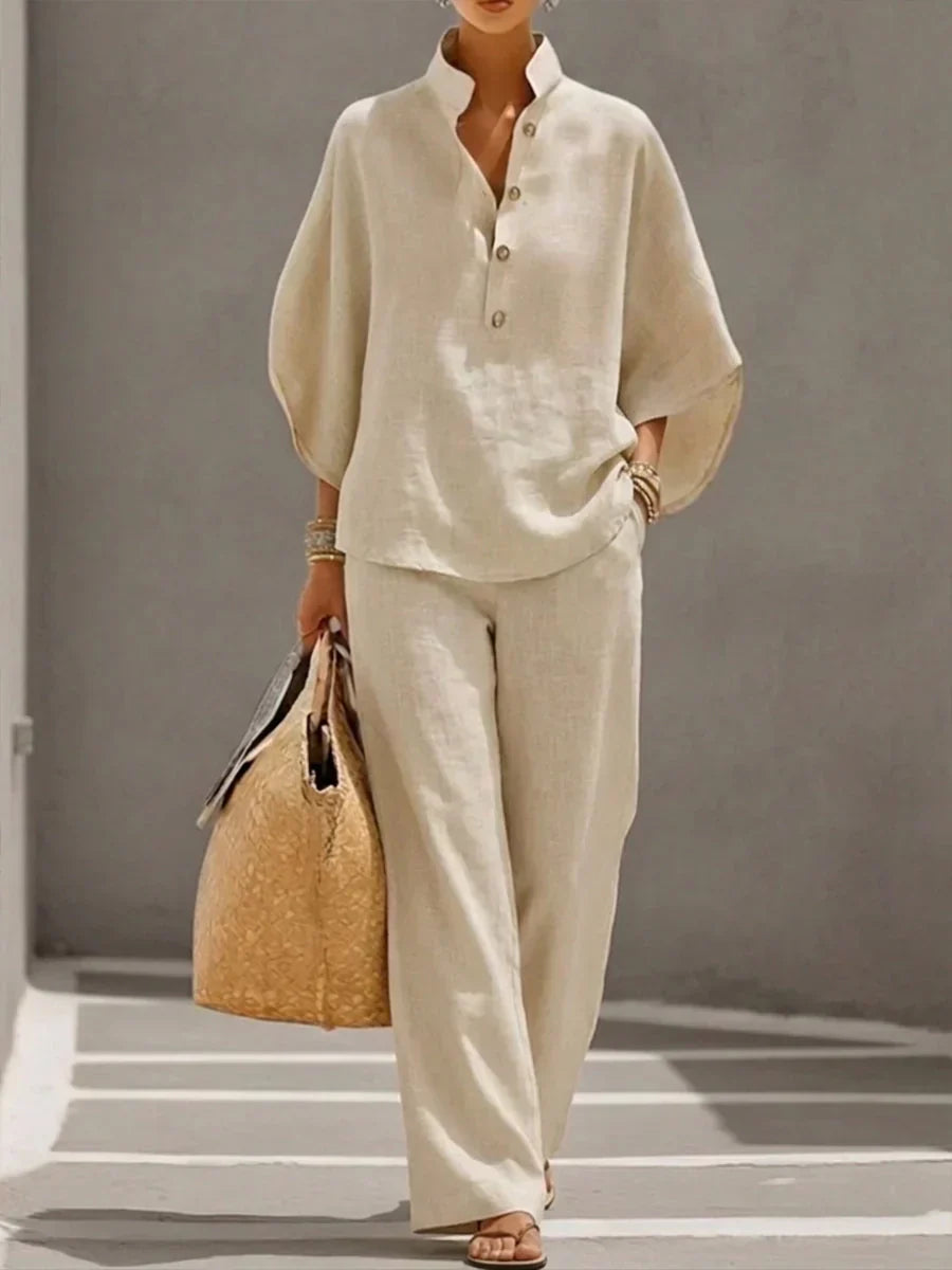 Maribel | Batwing Sleeve Top and Wide-Leg Pants Set